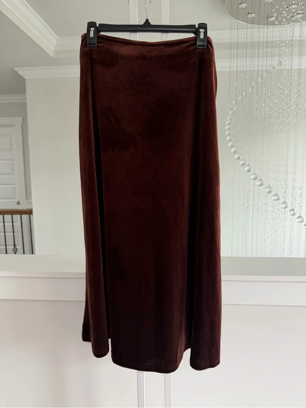 Commense Velvet A-Line Midi Skirt
